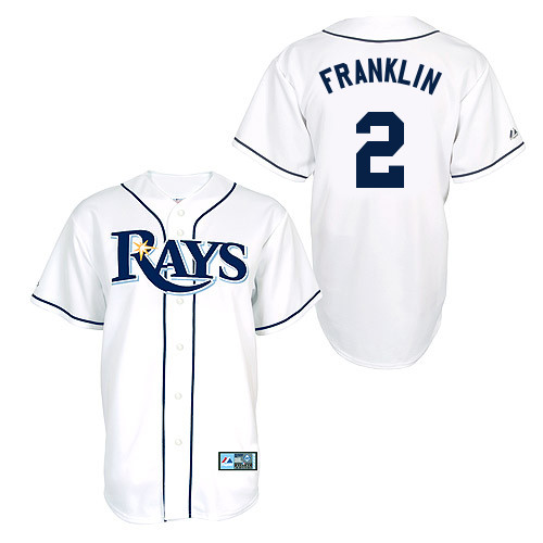 Nick Franklin #2 Youth Baseball Jersey-Tampa Bay Rays Authentic Home White Cool Base MLB Jersey